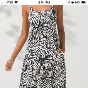 Soma layered trapeze epic palm parchment maxi dress with removable bra pads